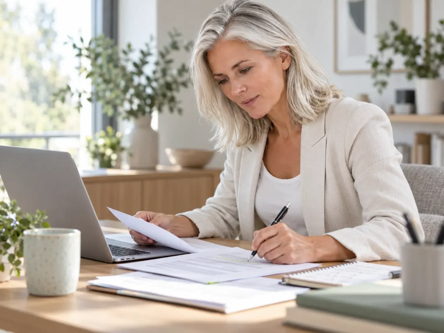 Utskrivet CV bredvid dator och anteckningar under bearbetning av en jobbansökan