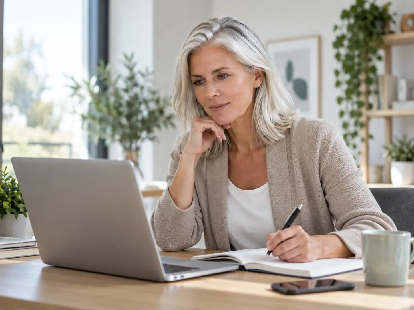 Erfaren arbetssökande som går igenom sitt CV vid ett bord